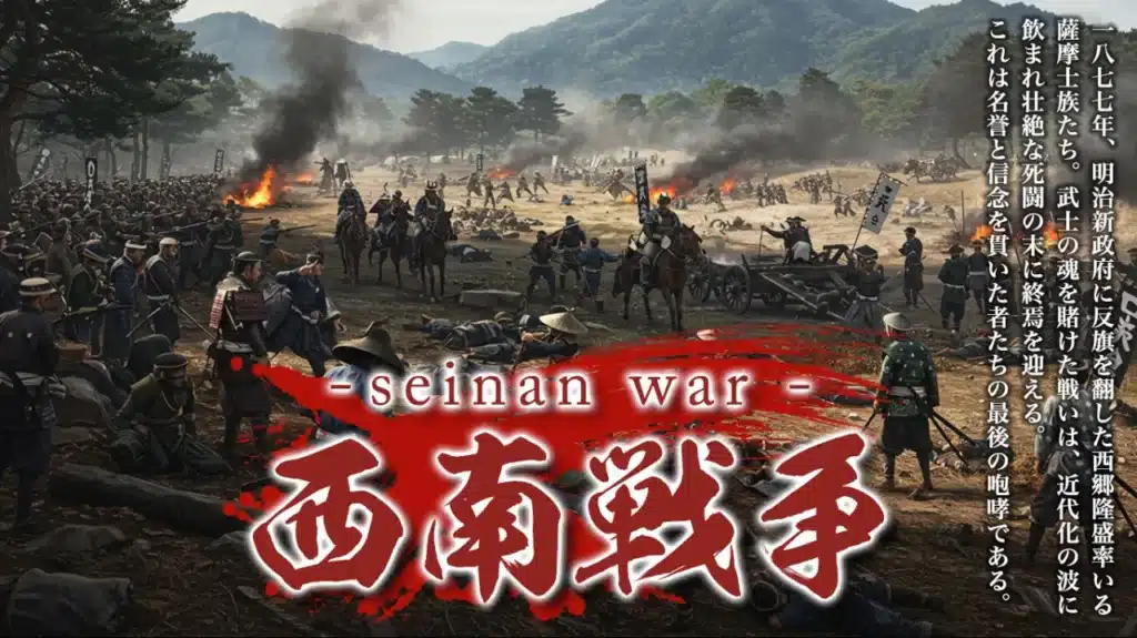 2025年4月歴史会：西南戦争 一八七七年、明治新政府に反旗を翻した西郷隆盛率いる薩摩士族たち。武士の魂を賭けた戦いは、近代化の波に飲まれ壮絶な死闘の末に終焉を迎える。これは名誉と信念を貫いた者たちの最後の咆哮である。